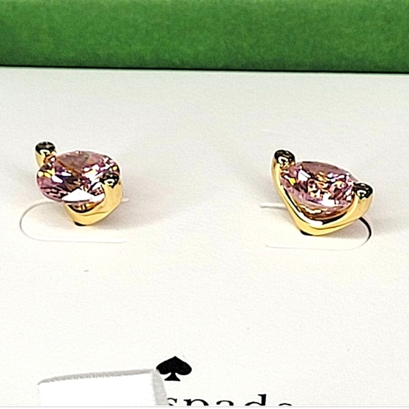 🆑️ CLEARANCE Kate Spade Pink and Gold Cubic Zirconia Stud Earrings - NWT - Picture 5 of 5